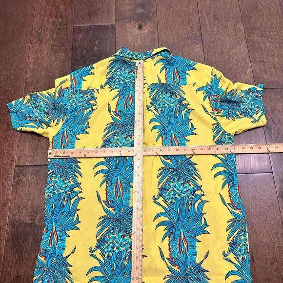 Lost Enterprises Mens Large Hawaiian Shirt NWT Floral Pineapple Nwt‎ Stretch - Picture 3 of 6